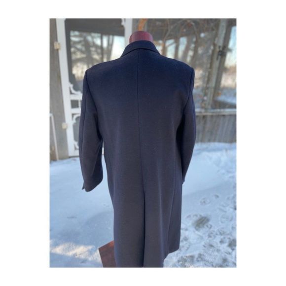 Vintage 80s Bay Club Black Peacoat Wool Cashmere Single Breast - Picture 2 of 13